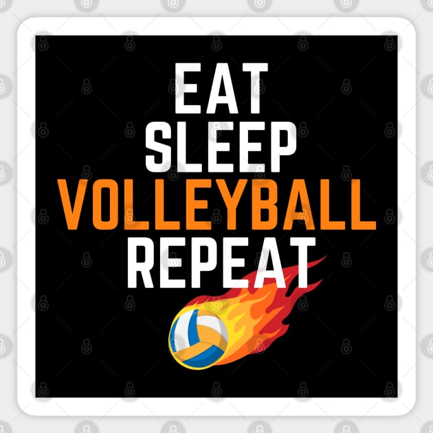 eat sleep volleyball repeat Sticker by OnlyHumor